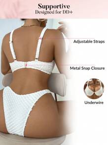 Voyashape 2件套女士纯色白色比基尼上衣和内裤套装，适合夏季海滩度假