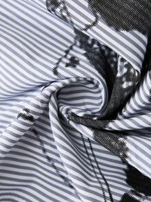 ROMWE MEN Street Life 2 件男士复古文艺复兴风格丘比特天使印花衬衫搭配运动短裤，春夏季休闲装 - 彩色 - 查看 7