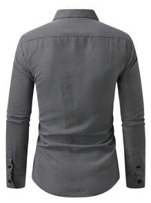 Manfinity Mode All-Over Print Men's Long Sleeve Button-Up Shirt Men Dress Shirts Business Casual Shirts, For Fall