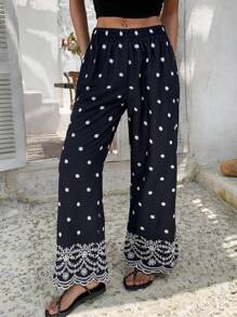 DAZY Women's Vacation Style All-Over Print Straight Leg Ankle Pants Boho - Blue - View 3