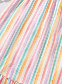 SHEIN Váy đi nghỉ giản dị không tay in sọc cầu vồng nhiều màu cho bé gái - Nhiều màu - Xem 7