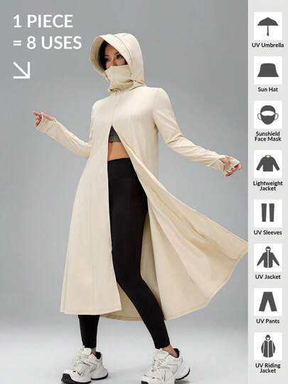 SHEIN PETITE 女士长款防晒服 皮肤衣 清凉感 防紫外线 户外防晒