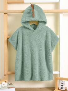 SHEIN 男婴可爱恐龙毛绒连帽长袍/罩衫，休闲度假和沙滩巾，适合海边、泳池、水疗度假