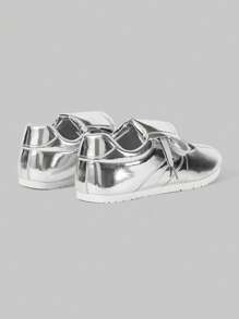 ROMWE Grunge Punk 女士复古系带运动鞋，银色，百搭春季休闲运动鞋 - 銀色 - 查看 4