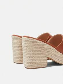 Styleloop Sandales compensées à bout ouvert et semelle épaisse pour femme, chaussures à talons hauts, confortables, de style romain, nouvelle collection printemps et été - Tabac - Voir 4