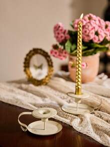 Cirelle 2pcs Teacup Candle Holders, Old Retro White Small Iron Candle Holders, Scented Candles, Home Living Room Decoration, Holiday Decoration, European Dining Table Atmosphere Decoration, Chinese New Year, Valentine's Day Decor, Christmas, Mother's Day Gift, Rama Table Decor, Family Dining, Wedding Decor, High-End Cafe Supplies, Gifts For Parents, Housewarming Gift, Summer Home Decor