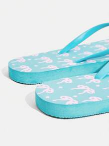 Grefit Cuccoo Star Print Flat Flip Flop Slippers, Suitable For Home, Beach & Outdoor Wear - Mint Blue - View 3