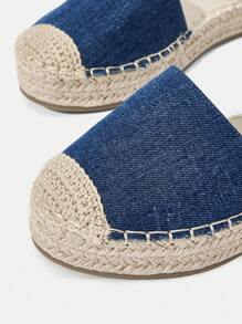 Styleloop 女士帆布踝带坡跟凉鞋，度假鞋，大学生返校鞋，波西米亚复古乡村法式鞋，圣诞节、秋季/新年假期，厚底鞋 - 藍色 - 查看 4