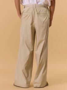 Musero Pantalón recto con pliegues con cinturón desmontable, diseño ideal para primavera y verano, vacaciones - Albaricoque - Ver 4