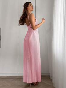 Firerie Thời trang thanh lịch lãng mạn cho phụ nữ đi làm phong cách thanh lịch gợi cảm, thích hợp cho các bữa tiệc, kỳ nghỉ, váy trở lại trường, hẹn hò lãng mạn và đám cưới sinh nhật, váy dài cho phụ nữ - Hồng - Xem 2