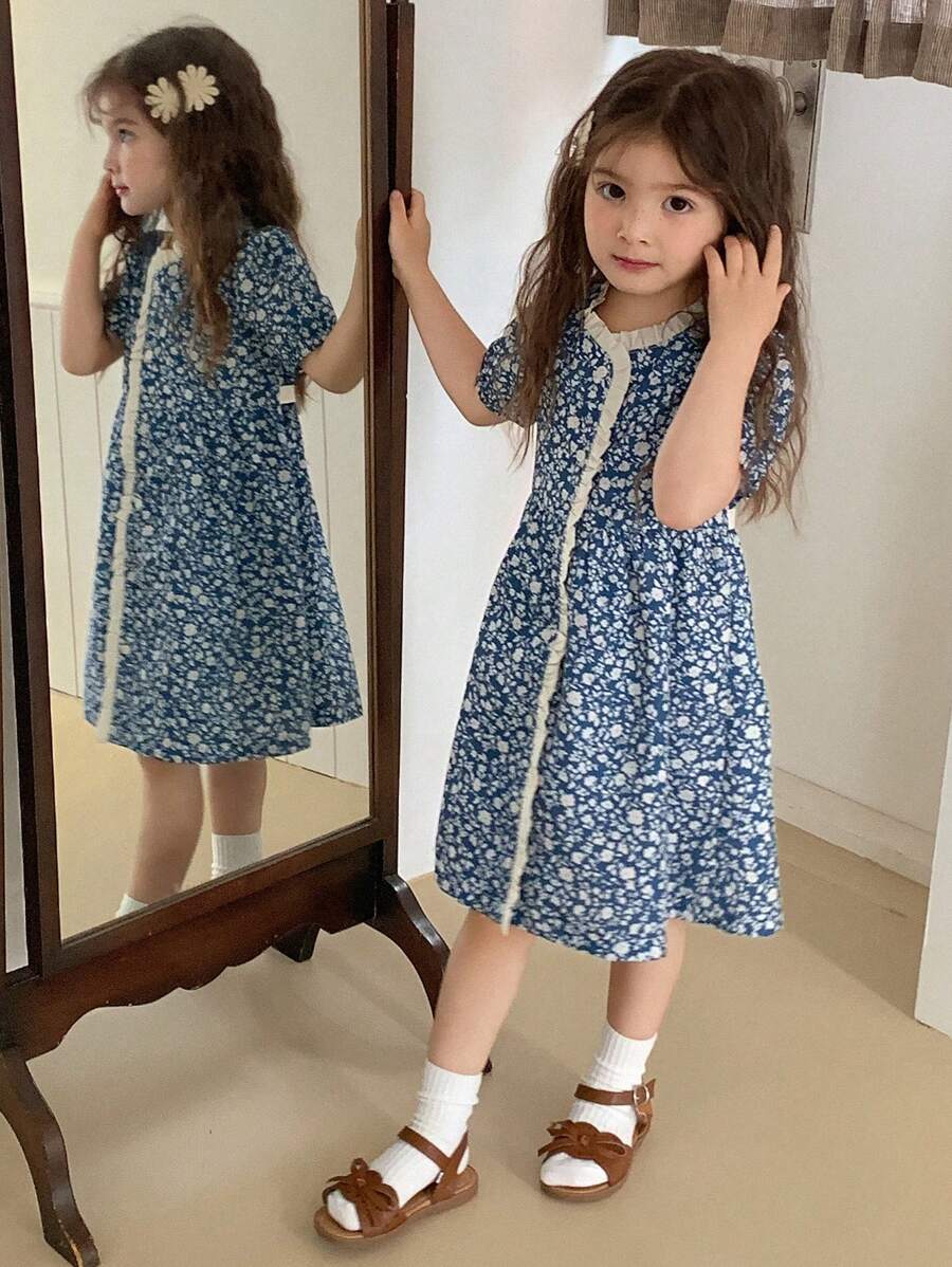 Hapijoa 女童圆领印花中长连衣裙，适合夏季度假和复活节穿着 - 彩色 - 查看 1