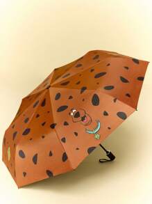 SCOOBY-DOO X SHEIN 1pc Cute Cartoon Pattern Printed Automatic Opening And Closing Umbrella, Comes With Sunscreen Function, Suitable For School, Work, Outings, And Daily Use, Suitable For College Students, High School Students, And Women - Brown - View 2