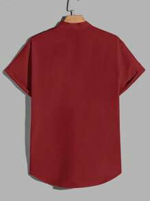 Manfinity VCAY Hombres Camisa unicolor con botón delantero