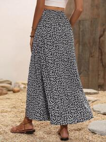 Breezaya 碎花印花开叉大腿裙长款度假海滩装女装