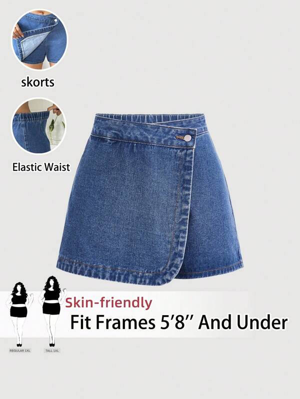 SHEIN Tall CURVE Denim Rock in Große Größen für Damen, verwaschen blau