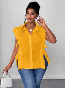 Maweii Plus Size Woven Elegant Romantic Floral Lace Sleeveless Shirt For Vacation