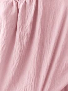 Elamini Top court bleu voluptueux avec encolure dégagée, sans manches et volants pour fille