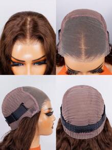 ALL READY WIG 波浪卷发巧克力棕色 180% 密度 6x4 透明蕾丝前部真人发假发 预拔前部假发 女士自然发际线 无需胶水 - S4 - 查看 6