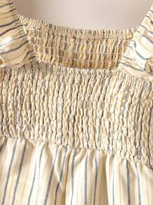 Loomiva 年轻女孩休闲条纹盖袖连体裤，春夏季时尚日常装 - 彩色 - 查看 5