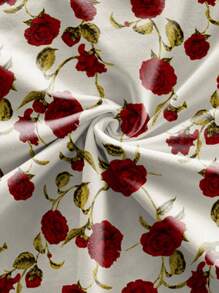 Soleia 2 件套女士夏季纯色吊带背心和花卉印花侧开衩中长裙套装 - 乾枯玫瑰色 - 查看 5