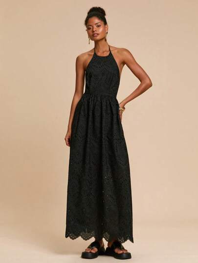 Travachic Vestido sin espalda tejido de unicolor para mujer, atuendos de verano para mujer, ropa de playa, primavera y verano, Pascua, atuendos festivos, atuendos de playa para mujer, vacaciones de primavera, atuendos de vacaciones para mujer, atuendo de concierto para mujer, BOHO, bohemia, festival de música, atuendos del 4 de julio, ropa de mujer para vacaciones tropicales, romántico, tela bordada, ¡gran valor!