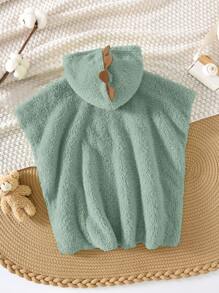 SHEIN 男婴可爱恐龙毛绒连帽长袍/罩衫，休闲度假和沙滩巾，适合海边、泳池、水疗度假