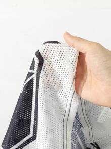 ROMWE MEN Prep 男士网眼拼布短袖运动T恤、运动服 - 黑色 - 查看 5