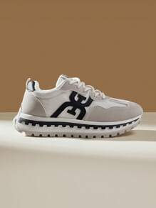 CUCCOO EASI Women's Fashionable Light Gray Platform Round Toe Casual Sneakers - White - View 1