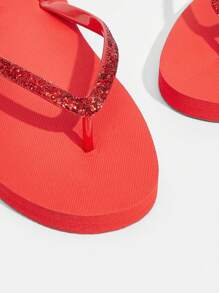 Grefit Star Print Flat Slippers, Sandals Suitable For Indoor, Beach And Outdoor Wear - Red - View 3