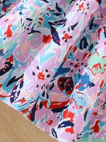 少女针织背心印花裙两件套，适合日常通勤、外出，展现活力可爱风 - 紫色 - 查看 4