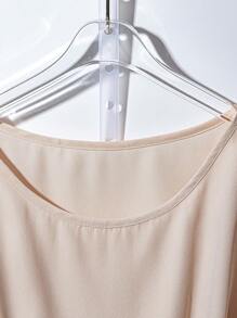 Franclia Blusa de gasa de manga corta con moño en unicolor para mujer de talla grande
