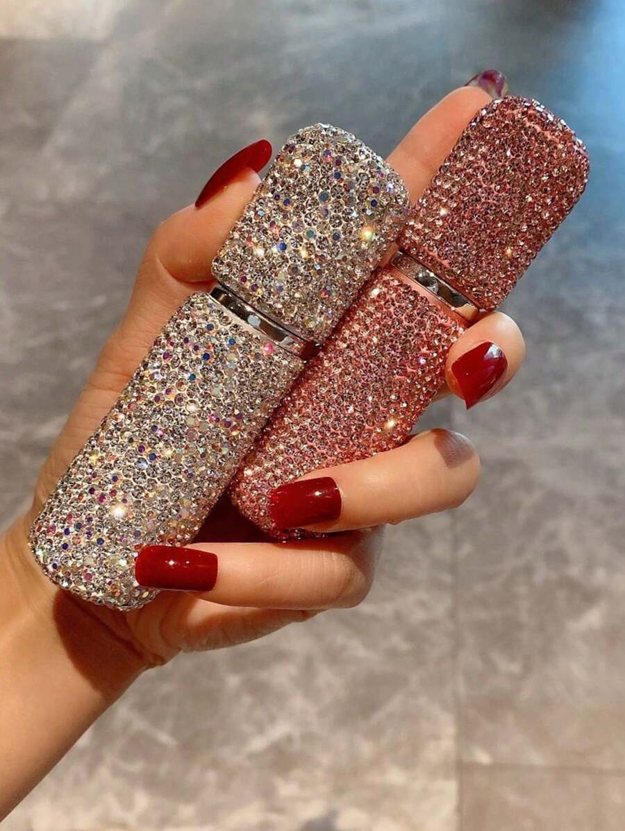 1 件 10ml 奢华水钻装饰可填充香水喷雾瓶、爽肤水瓶、旅行香水雾化器、迷你便携式香水喷雾器、女士礼物、香水瓶