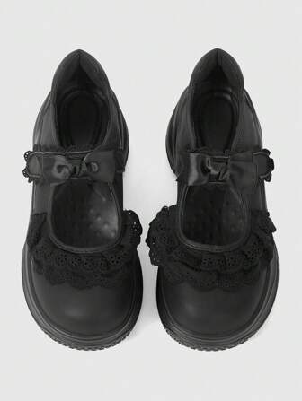 Kawaii 2025 New Chinese Style Mary Jane Shoes With Thick Soles, Vintage National Style, Floral Hem, Platform Lolita Sweet Cute Princess Loafers