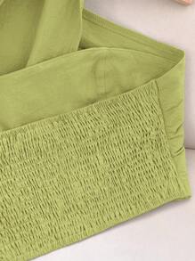 Travachic Women Solid Color Cross-Wrap Sleeveless Vest Top, Suitable For Summer - Green - View 6