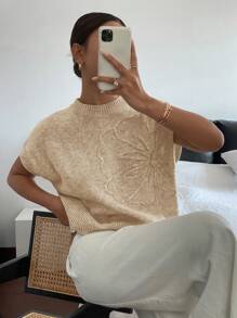 Siren Gaze Women's Floral Print Crew Neck Batwing Sleeve Casual Loose Knit Top,Knitted Sweater Summer