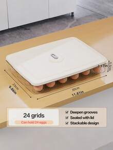 24 Eggs Storage Container 1-Pack - Stackable Refrigerator Organizer With Handle, Unbreakable Plastic Egg Box For Kitchen Counter, Camping & Picnic, Space Saving Design