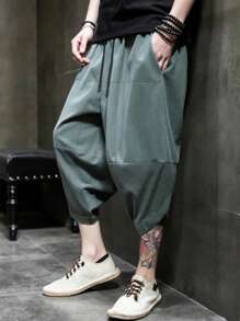 Manfinity Homme Men's Loose Casual Versatile 3/4 Pants - Green - View 3