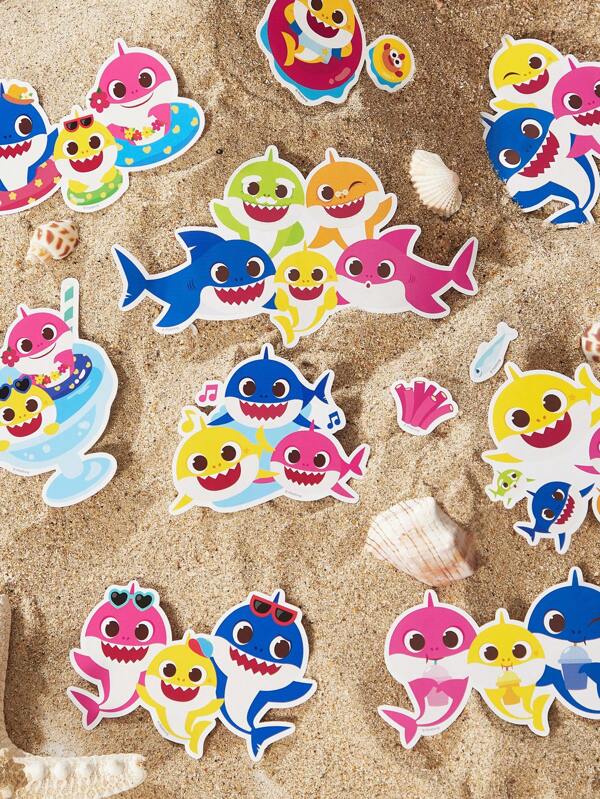 BABY SHARK X SHEIN 79pcs Shark Cartoon Pattern Sticker Set, Designed For Students,  Teenagers, Women, And Men, Ideal For Use On Notebooks, Journals, Craft Decorations, And Similar Activities. Additionally, It Can Also Be Applied To Skateboards, Laptops, And Suitcases As Personalized Decoration. It Uses Removable Glue, Which Is Not Easy To Leave Stickiness When Removed,Friendship