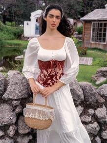 SHEIN 1 chiếc thắt lưng vải in và ren cho nữ - Nhiều màu - Xem 6