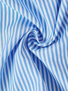 Sweetra Blusa sin mangas a rayas de talle alto y ajustada con lazo para mujer de talla grande, estilo universitario casual