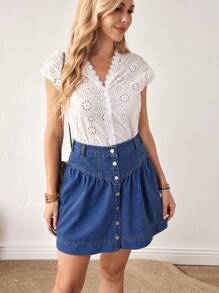 EMERY ROSE Falda vaquera minimalista y casual de unicolor para mujer