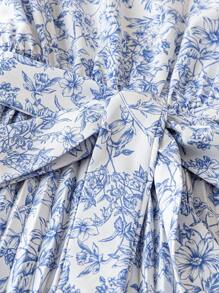 Franclia 女式花卉印花立领百褶腰休闲节日连衣裙