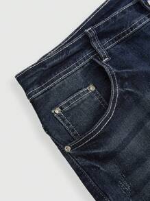 ROMWE J-Fashion Shorts vaqueros slim fit de talle bajo con bordado de bandera americana, estilo vintage y streetwear "Y2K" para mujer de talla grande, para el 4 de julio