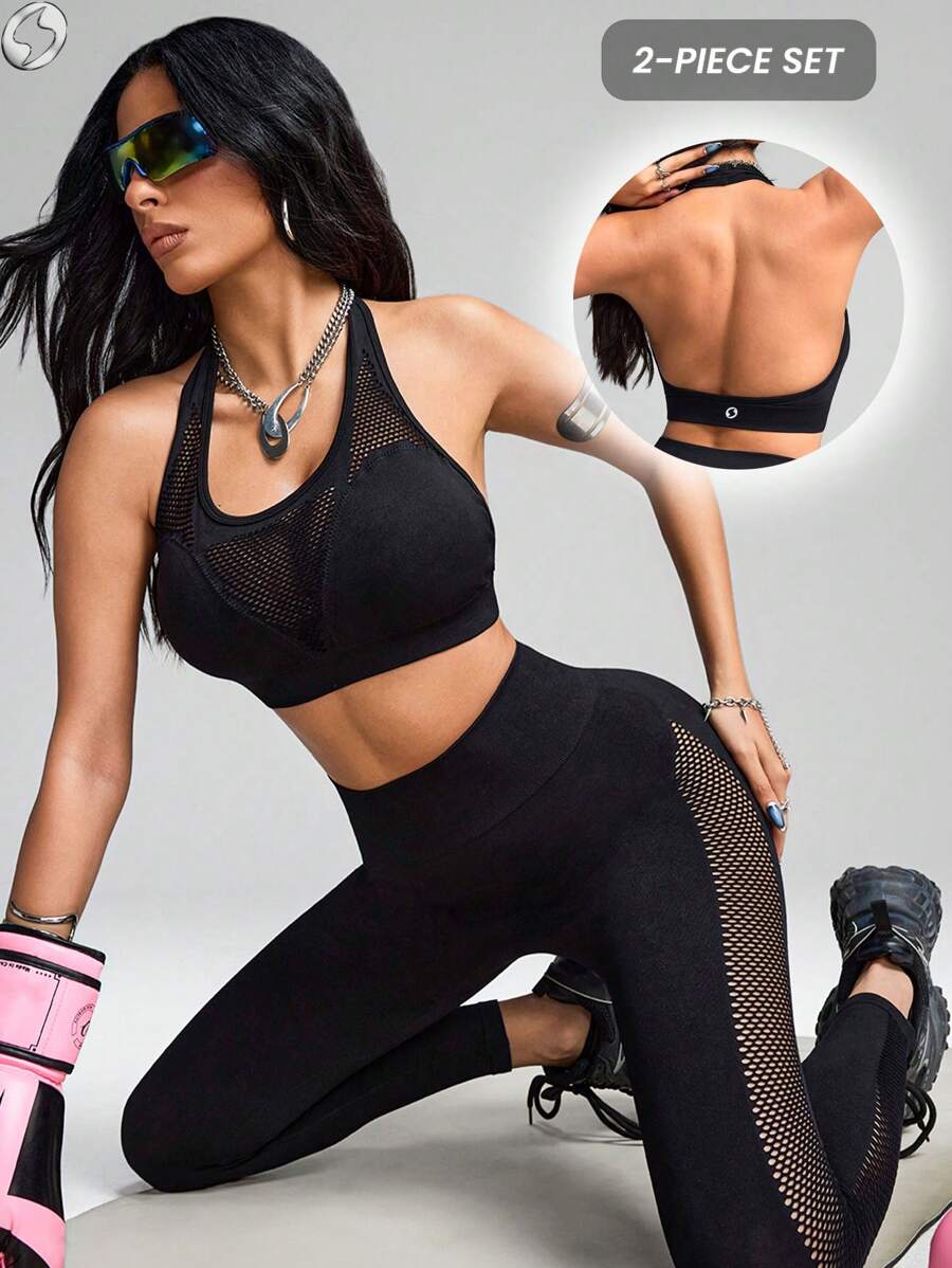 Innovista Seamless Fitness Suit Sports High Support Quick Dry Daily Sports Leisure Yoga HIIT Training Office To Gym Leotard Activewear Fall Bra Sports Health Fashion Clothing Fitness Night Training Sportswear Workwear Set, Women Athletic Set - Black - View 1