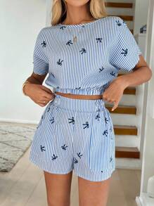 Easowa Bộ đồ hai mảnh cho phụ nữ mặc hàng ngày Quần áo mùa hè cho phụ nữ Trang phục công sở cho phụ nữ Trang phục công sở thường ngày cho phụ nữ Trang phục đi nghỉ cho phụ nữ Bộ đồ sân bay cho phụ nữ Trang phục giáo viên cho phụ nữ Trang phục sân bay cho phụ nữ - Xanh và trắng - Xem 4