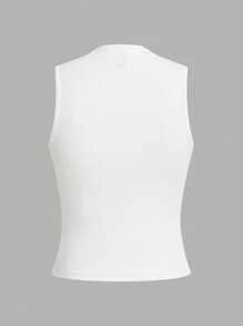 SHEIN LUNE Bộ 3 áo hai dây cổ tròn màu trơn đa năng dành cho nữ, đen/trắng/xám, thích hợp mặc đi học mùa hè. - Nhiều màu - Xem 8