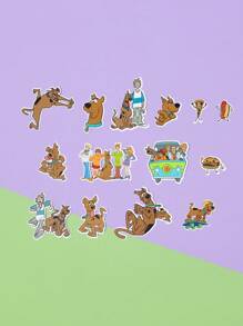 SCOOBY-DOO X SHEIN 14pcs Cute Cartoon Dog Stickers, Suitable For DIY Phone Decoration - Brown - View 3