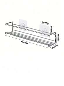 Black/Silver Metal Spice Rack, No Drill Mark Wall Mount Or Screw Installation, Space Saving Spice Jar Holder, For Cabinet Door/Wall Storage Of Herbs And Spices, Sturdy , Holds 6-8 Spice Jars, Up To 10kg Load, Great For Kitchen, Bathroom - Multicolor - View 14