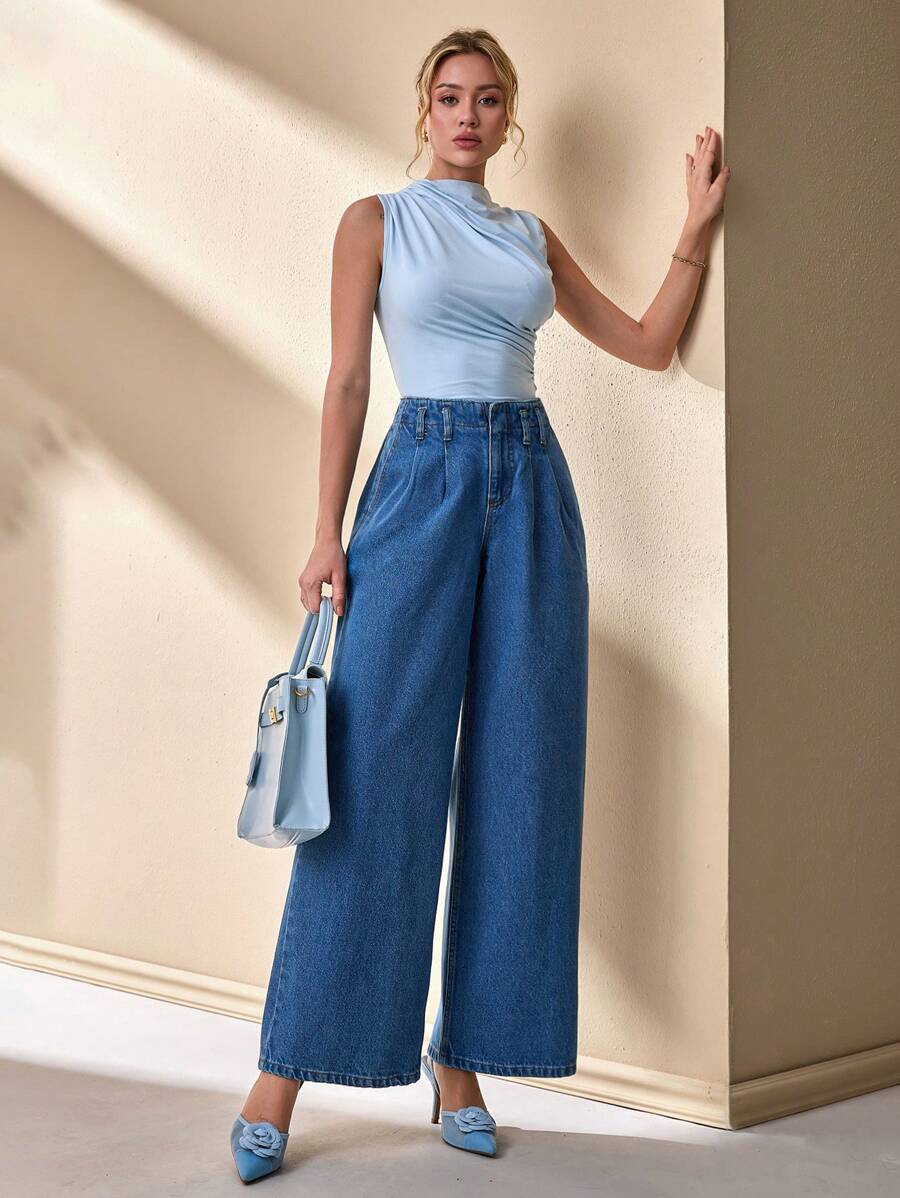 CLARA VERO Jeans de estilo bohemio de cintura baja, adecuados para el verano