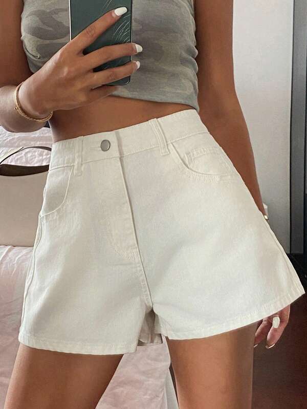 DAZY Zomer Nieuwe Losse Casual Witte Dames Denim Shorts